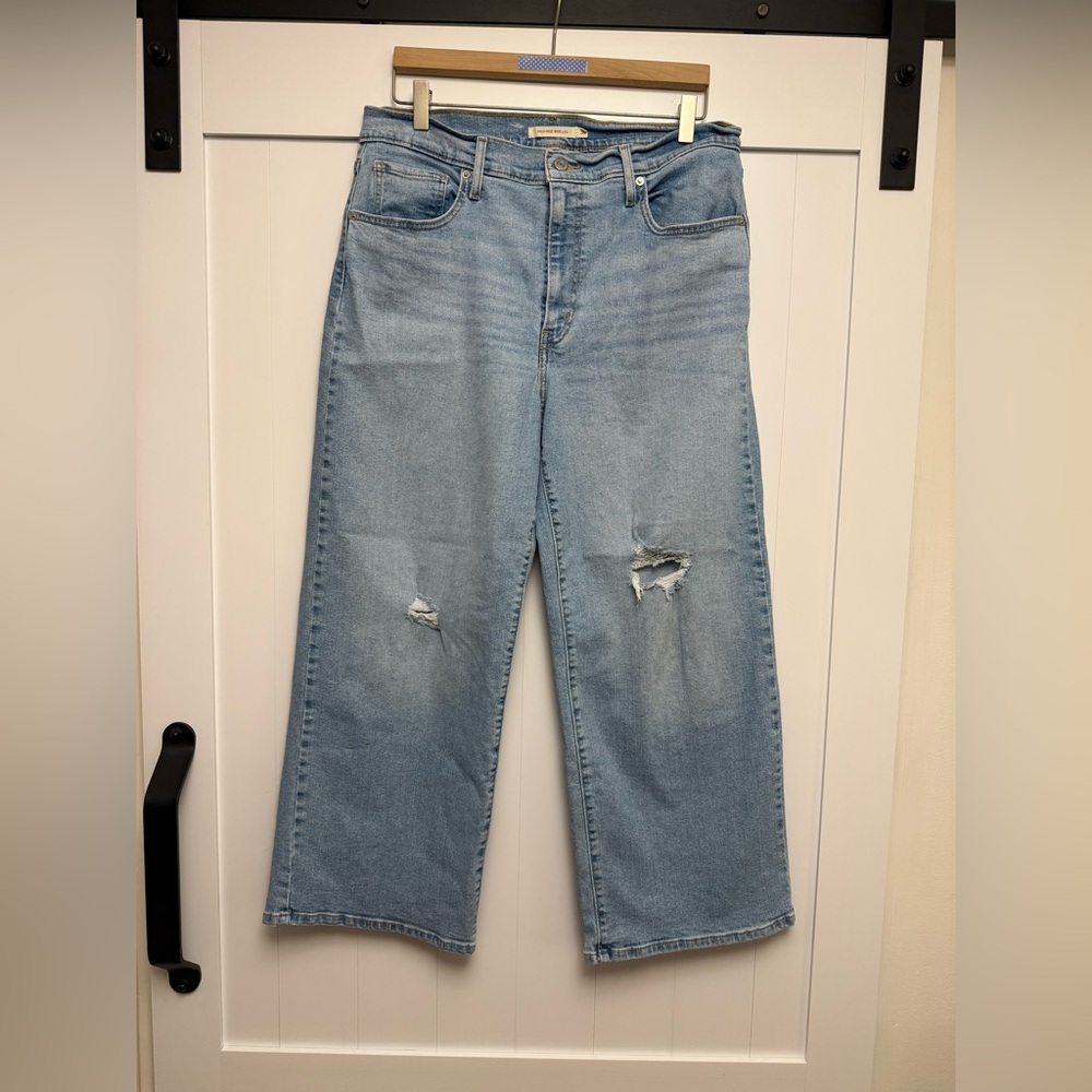 Levi’s High Rise Wide Leg Ripped Jeans